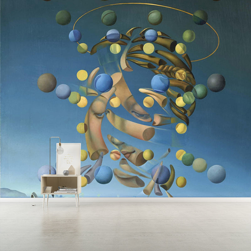 Full Size Dali Artwork Mural for Hallway the Maximum Speed Of Raphaels Madonna Wall Decor in Blue, Washable Clearhalo 'Wall Decor' 'Wall Mural' 1502649