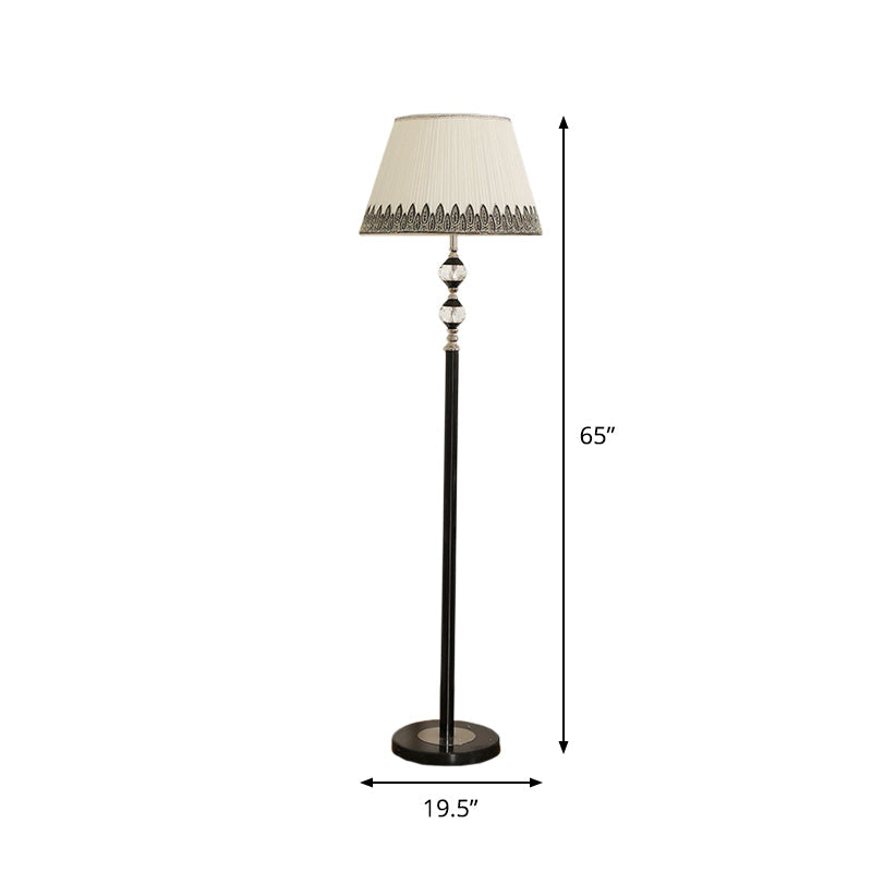 Clear Crystal Globe Stand Up Lamp Modernist 1-Light Black Floor Lighting with Barrel Fabric Shade Clearhalo 'Floor Lamps' 'Lamps' Lighting' 1503096