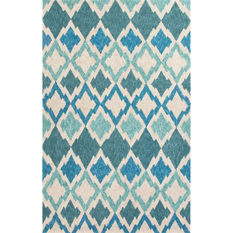 Geometric Southwestern Rug Blue Diamond Trellis Floor Covering Carpet Anti-Slip Backing Power Loom Indoor Area Rug Clearhalo 'Area Rug' 'Rugs' 'Southwestern' Rug' 1503769