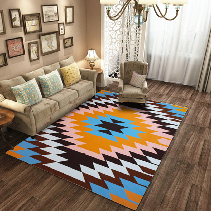 Tribal Navajo Diamond Rug Orange Floor Covering Rug Synthetic Anti-Slip Pet Friendly Area Rug for Living Room Black-Orange Clearhalo 'Area Rug' 'Rugs' 'Southwestern' Rug' 1503793