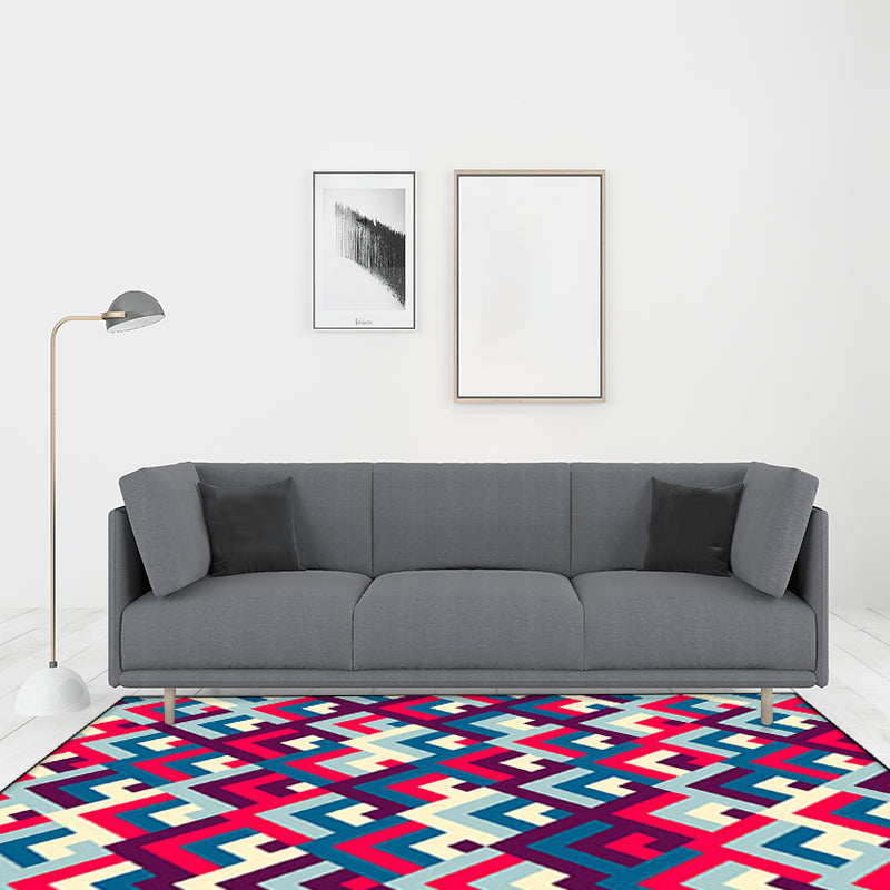 Southwestern Colorful Geometric Rug Polyester Washable Non-Slip Stain Resistant Area Rug for Bedroom Clearhalo 'Area Rug' 'Rugs' 'Southwestern' Rug' 1504094