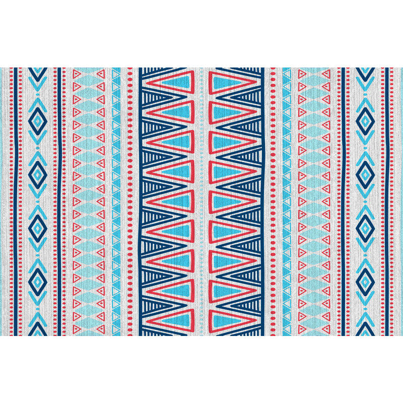 Americana Tribal Striped Geometric Blue Rug Polyester Power Loom Pet Friendly Area Rug for Accent Area Clearhalo 'Area Rug' 'Rugs' 'Southwestern' Rug' 1504222