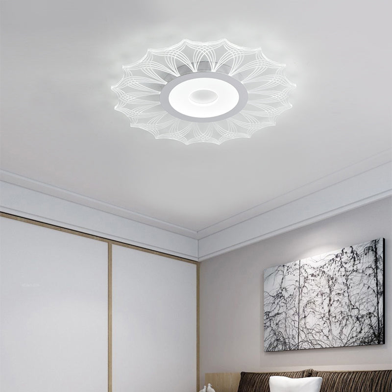 Ultra Thin Round Flush Mount Light Contemporary Acrylic LED Clear Ceiling Light Fixture for Bedroom, 16