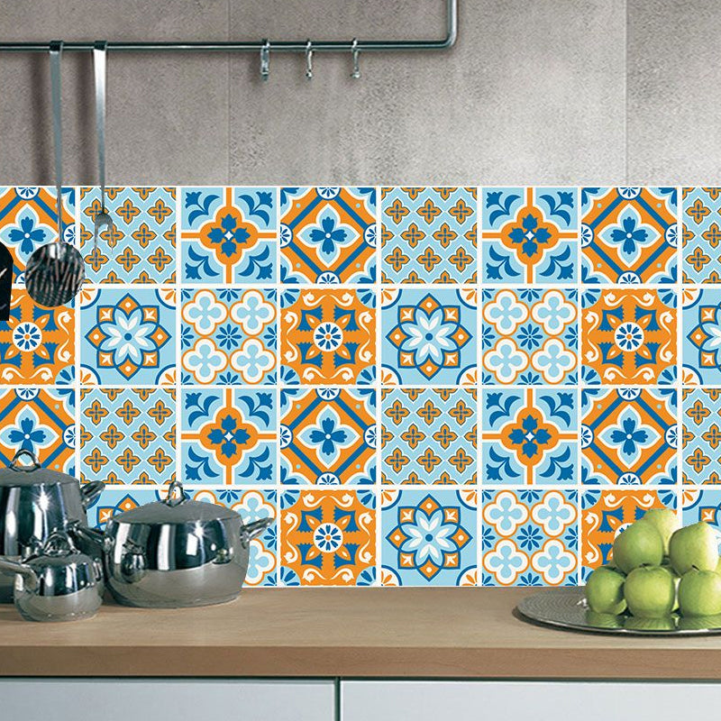 Blue-Orange Bohemian Wallpapers 7.8-sq ft Flower Patterned Wall Covering for Home, Stick On Clearhalo 'Wall Decor' 'Wallpaper' 1504553