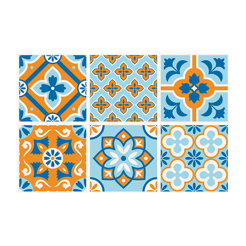 Blue-Orange Bohemian Wallpapers 7.8-sq ft Flower Patterned Wall Covering for Home, Stick On Clearhalo 'Wall Decor' 'Wallpaper' 1504554