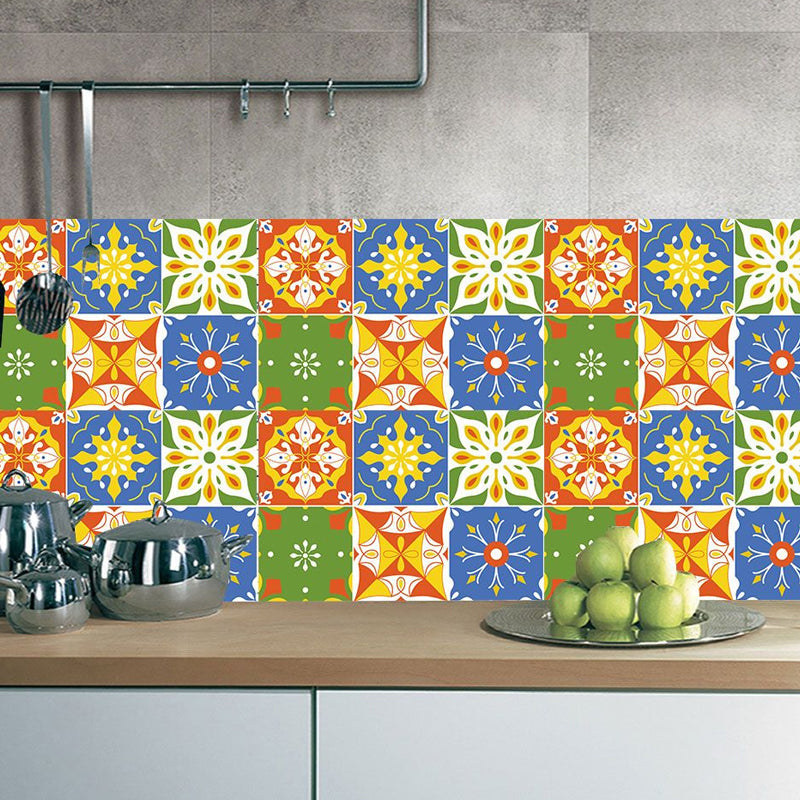 Red-Yellow Tribal Pattern Wallpaper Panel Peel and Stick Wall Decor for Bathroom Red-Yellow Clearhalo 'Wall Decor' 'Wallpaper' 1504556