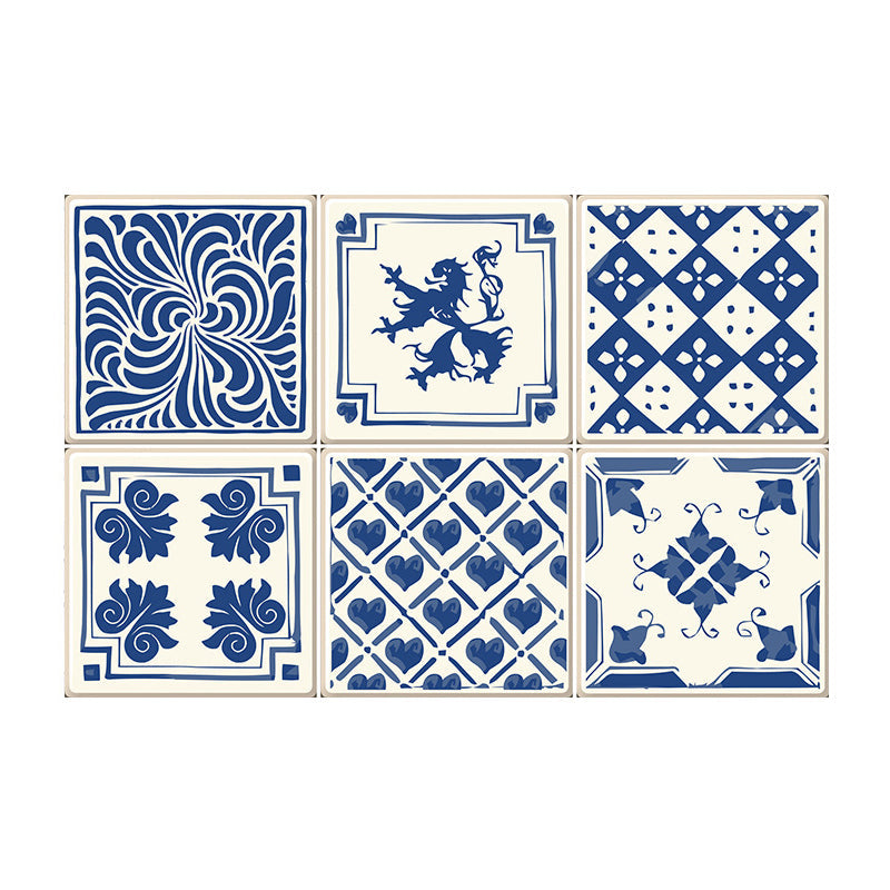 Ethnic Chinese Stick Wallpaper Panel Set for Accent Wall, Blue, 8' L x 8