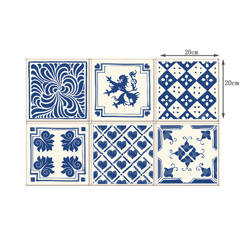 Ethnic Chinese Stick Wallpaper Panel Set for Accent Wall, Blue, 8' L x 8