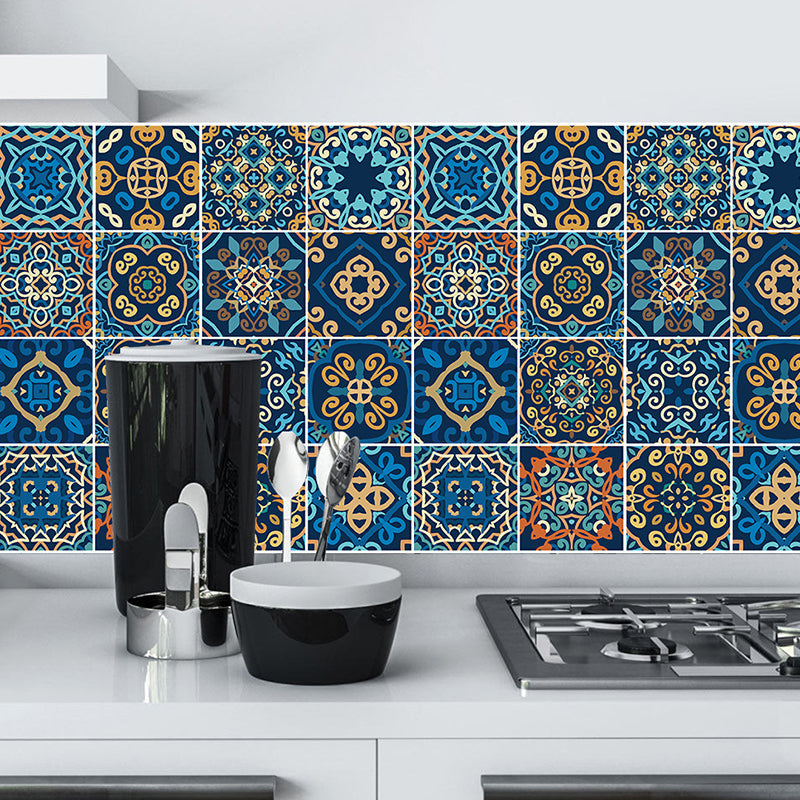 Bohemia Seamless Pattern Peel Wallpapers Yellow-Blue Moroccan Tile Wall Decor for Bath Yellow-Blue Clearhalo 'Wall Decor' 'Wallpaper' 1504631