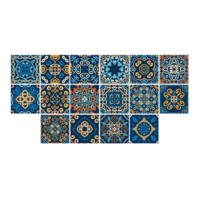 Bohemia Seamless Pattern Peel Wallpapers Yellow-Blue Moroccan Tile Wall Decor for Bath Clearhalo 'Wall Decor' 'Wallpaper' 1504634