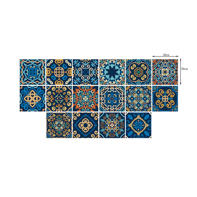 Bohemia Seamless Pattern Peel Wallpapers Yellow-Blue Moroccan Tile Wall Decor for Bath Clearhalo 'Wall Decor' 'Wallpaper' 1504635