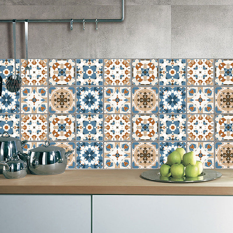 Boho Chic Flower-Like Wallpaper Panels PVC Peel and Paste Blue-Brown Wall Art for Kitchen Clearhalo 'Wall Decor' 'Wallpaper' 1504637