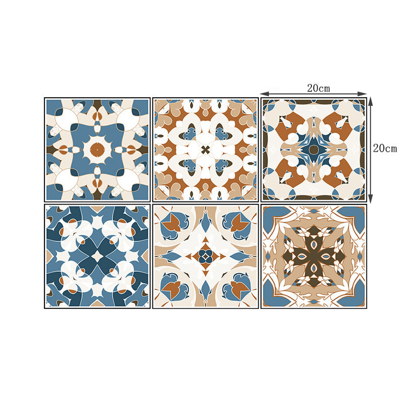 Boho Chic Flower-Like Wallpaper Panels PVC Peel and Paste Blue-Brown Wall Art for Kitchen Clearhalo 'Wall Decor' 'Wallpaper' 1504640