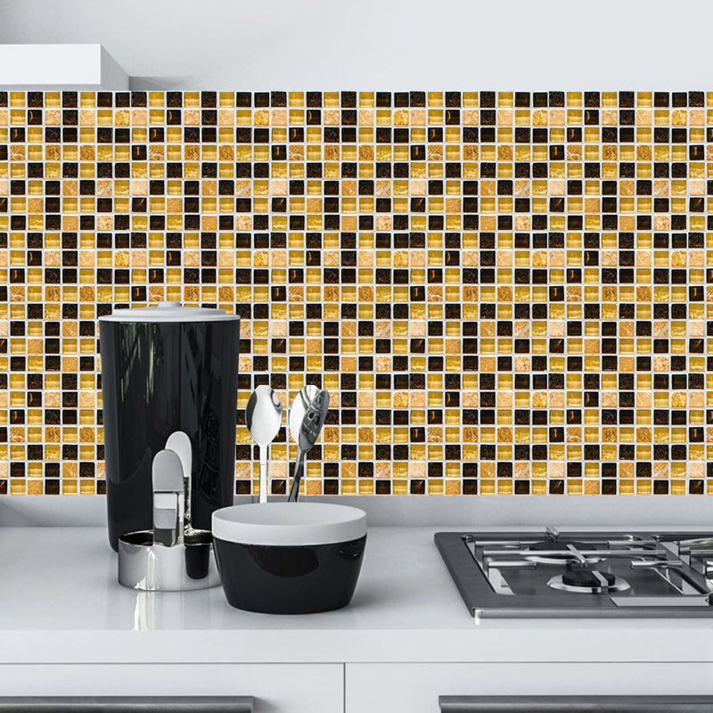 Modern Mosaics Tile Stick Wallpapers for Bathroom 9.7-sq ft Wall Decor in Black-Yellow Black-Yellow Clearhalo 'Wall Decor' 'Wallpaper' 1504651