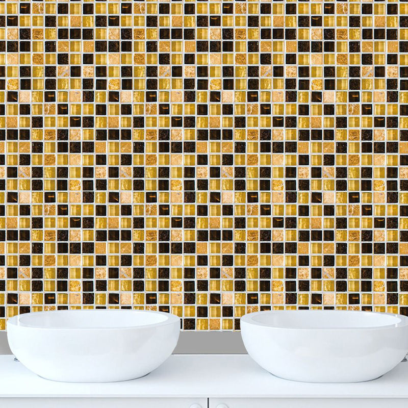 Modern Mosaics Tile Stick Wallpapers for Bathroom 9.7-sq ft Wall Decor in Black-Yellow Clearhalo 'Wall Decor' 'Wallpaper' 1504652