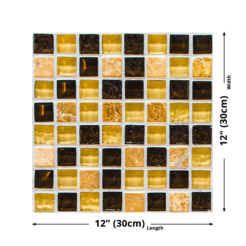 Modern Mosaics Tile Stick Wallpapers for Bathroom 9.7-sq ft Wall Decor in Black-Yellow Clearhalo 'Wall Decor' 'Wallpaper' 1504655