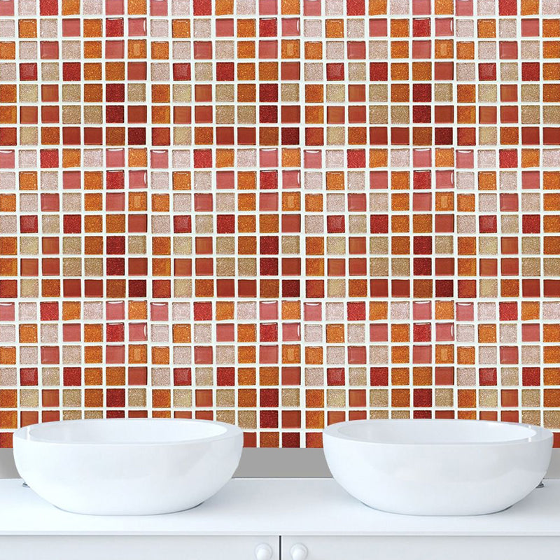 Modern Faux Mosaic Tile Wallpapers in Orange Peel and Paste Wall Decor for Bathroom Orange Clearhalo 'Wall Decor' 'Wallpaper' 1504666