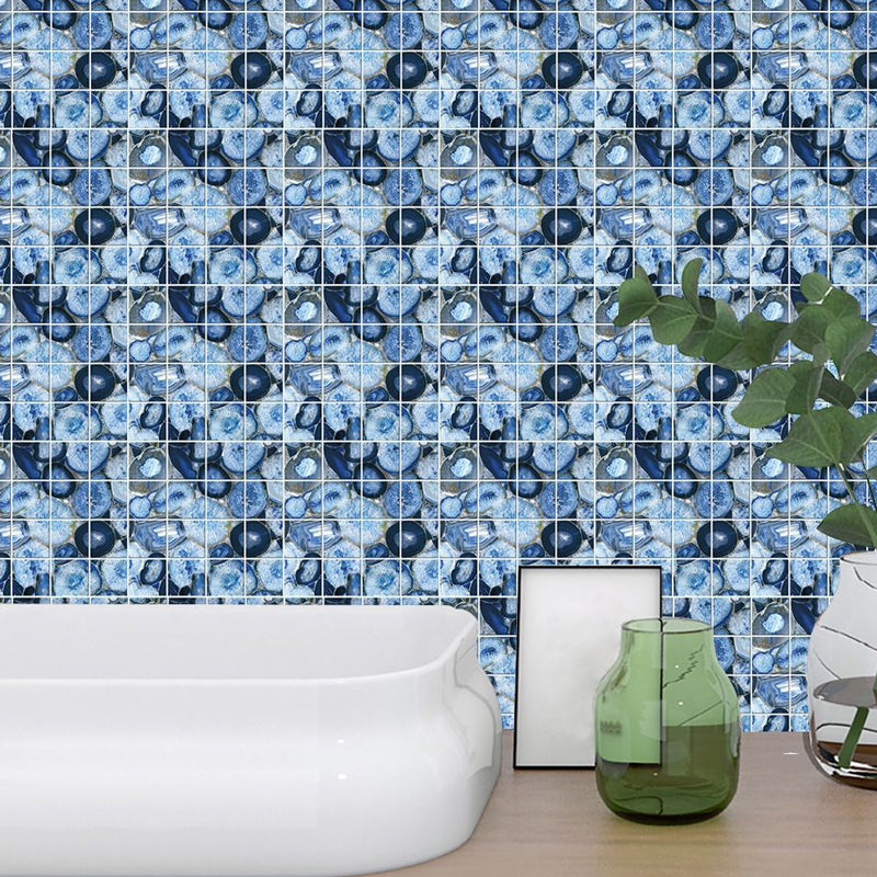 Blue Gem Look Wallpaper Panels Self-Adhesive Modern Living Room Wall Decor (30 Pieces) Blue Clearhalo 'Wall Decor' 'Wallpaper' 1504681