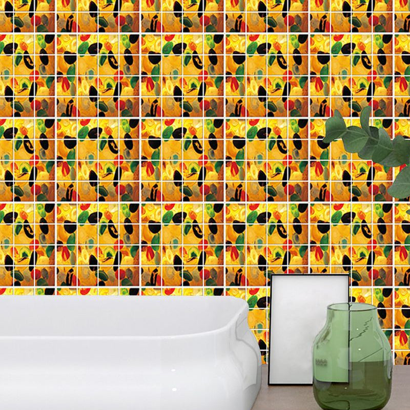 Modern Painted Fruit Mosaic Wallpapers Yellow Peel and Stick Wall Art for Kitchen Yellow Clearhalo 'Wall Decor' 'Wallpaper' 1504691