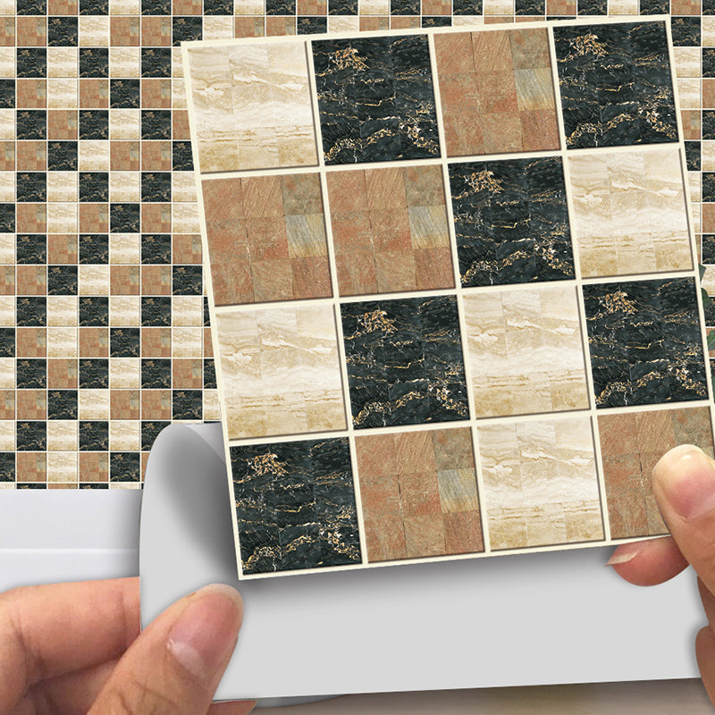 Marble Mosaic Tile Wallpaper Panel Set Modern Smooth Self Sticking Wall Decor in Black-Brown Clearhalo 'Wall Decor' 'Wallpaper' 1504698