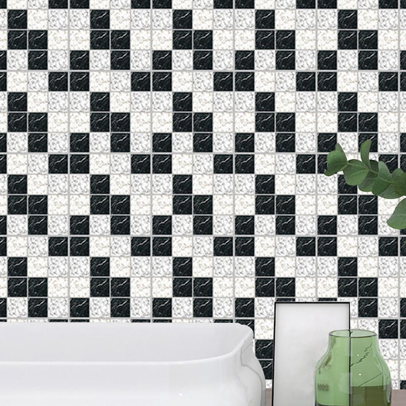 Modern Stick On Marble Wallpaper Panel Black-White Mosaic Tile Wall Art for Washroom Black-White Clearhalo 'Wall Decor' 'Wallpaper' 1504706