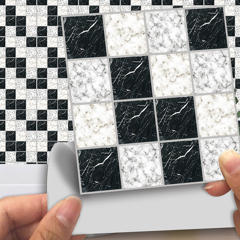 Modern Stick On Marble Wallpaper Panel Black-White Mosaic Tile Wall Art for Washroom Clearhalo 'Wall Decor' 'Wallpaper' 1504708