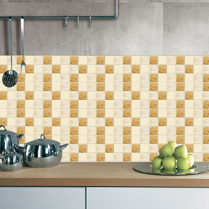 Self-Stick Mosaic Tile Wallpaper Panels Yellow-Brown Modern Style Wall Covering for Bathroom Yellow-Brown Clearhalo 'Wall Decor' 'Wallpaper' 1504761