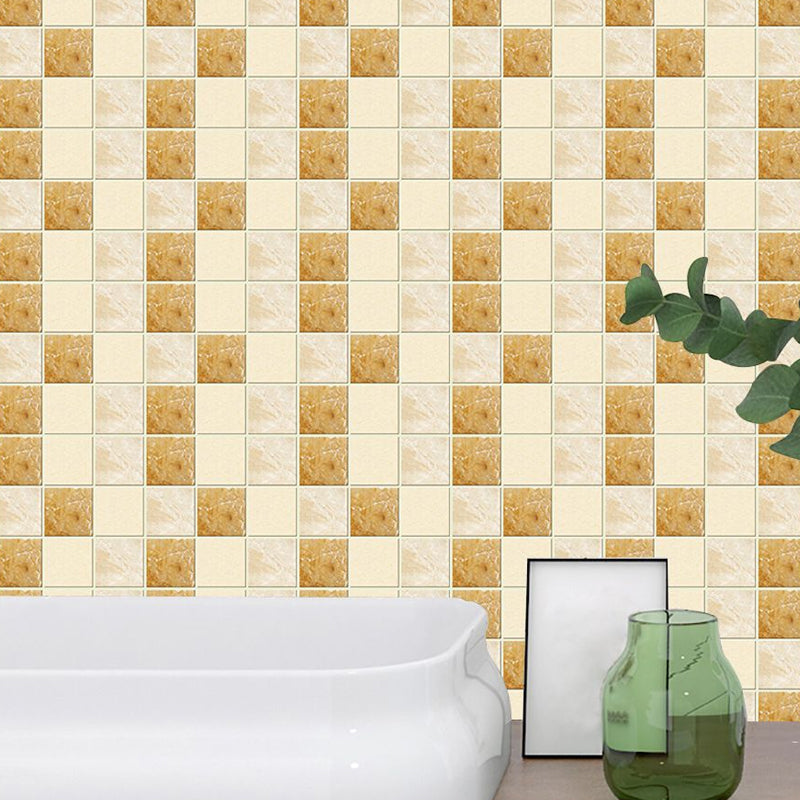 Self-Stick Mosaic Tile Wallpaper Panels Yellow-Brown Modern Style Wall Covering for Bathroom Clearhalo 'Wall Decor' 'Wallpaper' 1504762