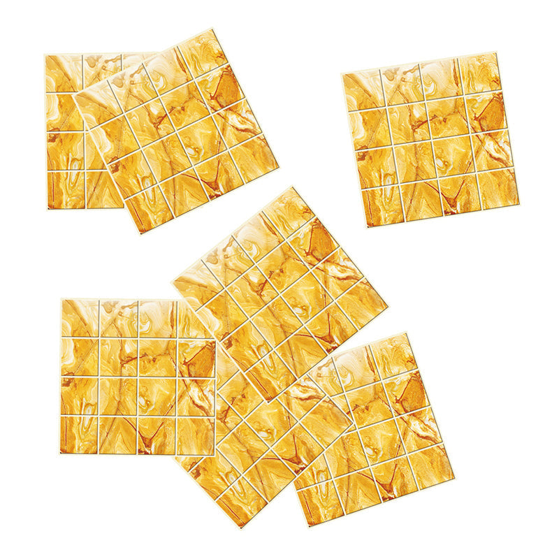 Yellow Faux Marble Wallpaper Panels Pick Up Stick Wall Art for Washroom (30 Pieces) Clearhalo 'Wall Decor' 'Wallpaper' 1504769