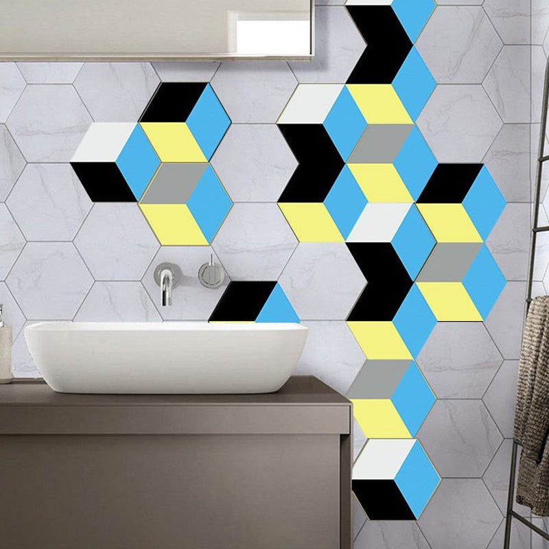 Faux 3D Cube Geometric Wallpapers Contemporary PVC Adhesive Wall Art in Yellow-Blue Clearhalo 'Wall Decor' 'Wallpaper' 1504863