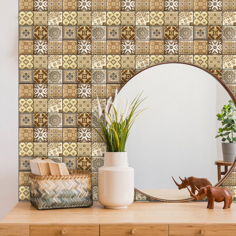 10 Pcs Brown Geometric Wallpaper Panels Removable Bohemian Style Indoor Wall Covering Clearhalo 'Wall Decor' 'Wallpaper' 1504882