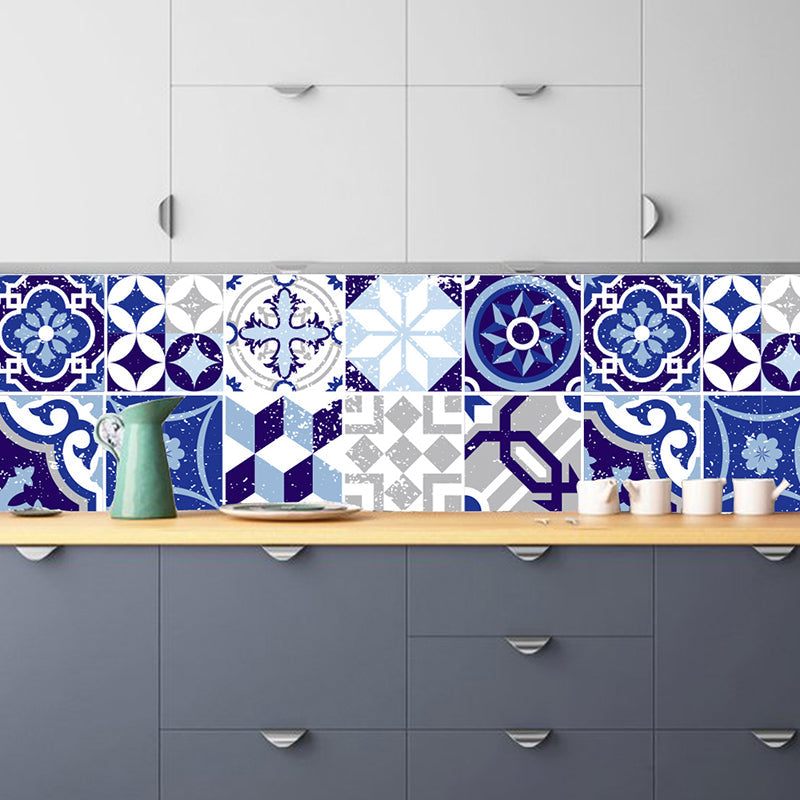 Mediterranean Geometric Tiles Wallpapers for Kitchen 10 Pieces 8' x 8