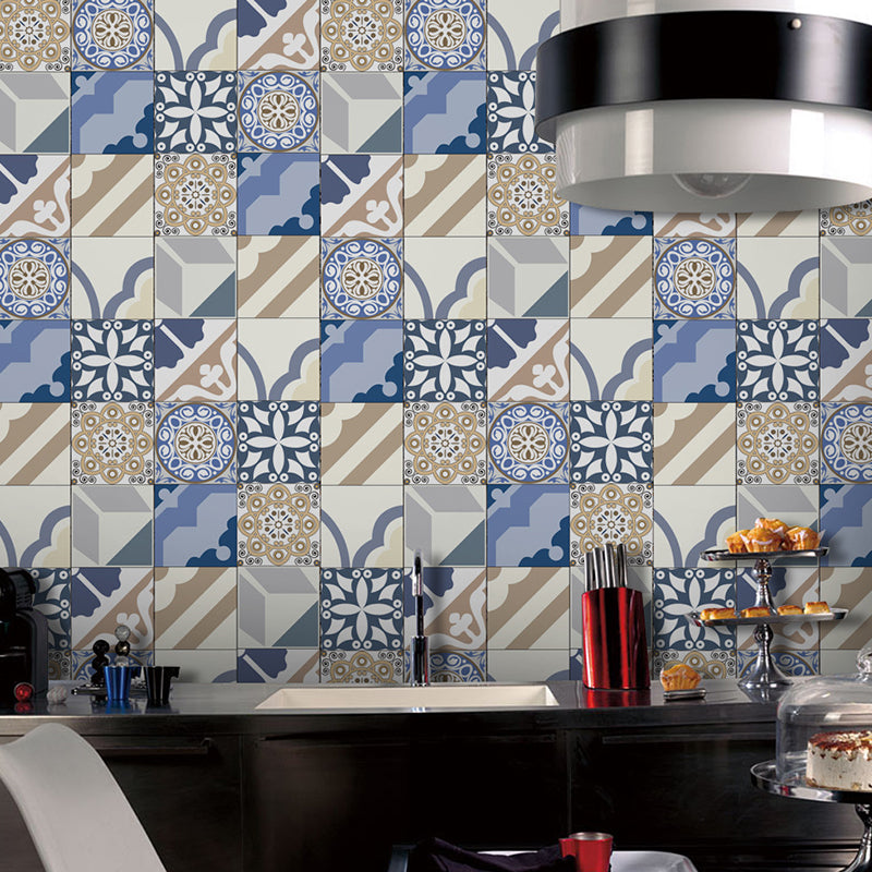 Abstract Tile Wallpaper Panel Set Pick Up Sticks Mediterranean Dining Room Wall Decor, 10.8-sq ft (5 Pcs) Blue Clearhalo 'Wall Decor' 'Wallpaper' 1505003