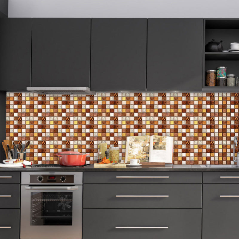 Temporary Mosaic Tile Wallpaper Panels 10 Pcs Modern PVC Wall Covering in Orange, 9.7-sq ft Orange Clearhalo 'Wall Decor' 'Wallpaper' 1505058