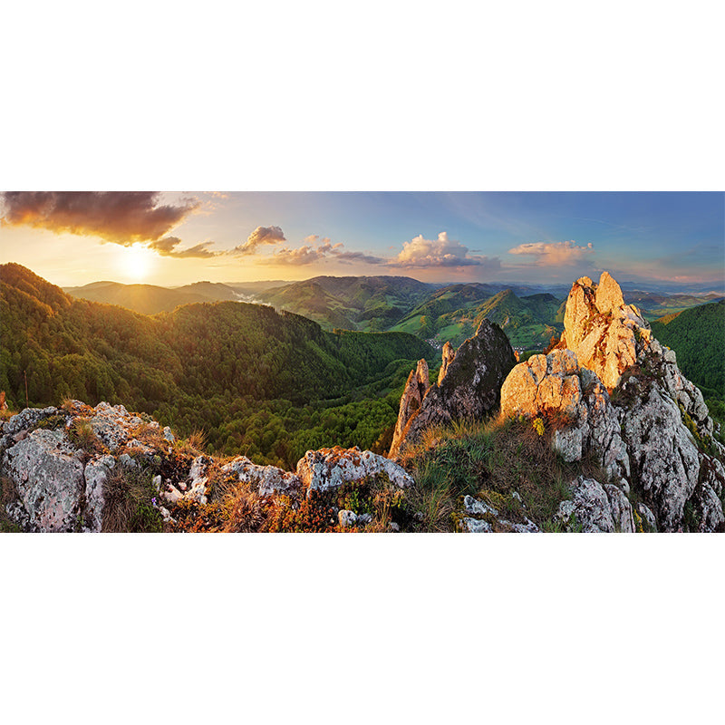 Photography Sunrise Mountain View Mural Huge Wall Covering for Living Room, Custom Print Clearhalo 'Wall Decor' 'Wall Mural' 1505286