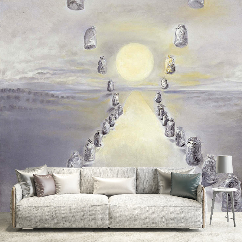 Grey Path of Enigmas Mural Waterproofing Surrealistic Living Room Wall Decoration Clearhalo 'Wall Decor' 'Wall Mural' 1505485