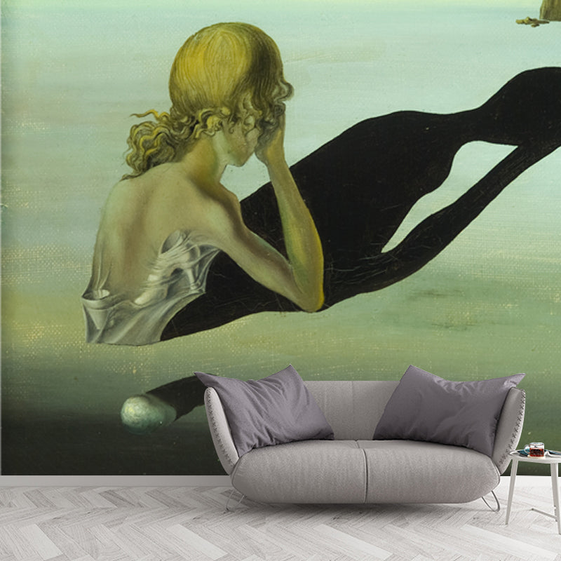 Non-Woven Waterproof Mural Surrealist Remorse or Sphinx Embedded in the Sand Painting Wall Decor Clearhalo 'Wall Decor' 'Wall Mural' 1505550