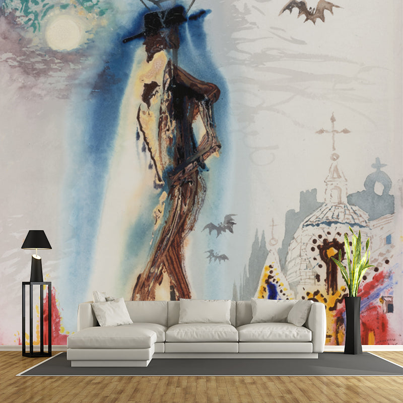 Magical the Giant Mural Wallpaper for Boys Bedroom, Blue-Red, Custom Size Available Blue Clearhalo 'Wall Decor' 'Wall Mural' 1505718