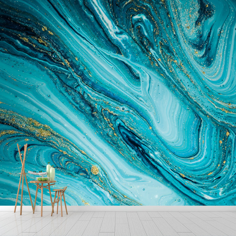 Blue Surge Mural Wallpaper Stain Resistant Tropical Bedroom Wall Art, Custom Size Clearhalo 'Wall Decor' 'Wall Mural' 1505739