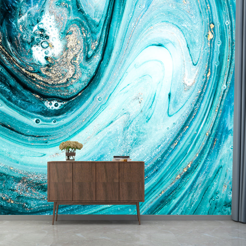 Tropical Whirling Pool Mural in Blue Moisture Resistant Wall Covering for Bedroom Blue Clearhalo 'Wall Decor' 'Wall Mural' 1505758