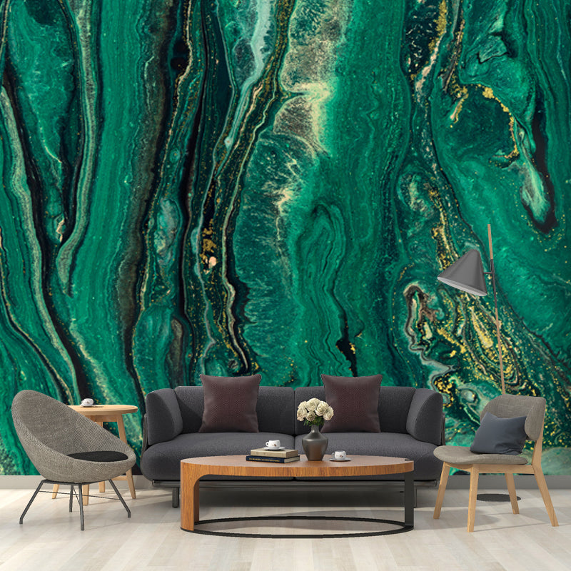 Abstract Flows Wallpaper Mural Tropical Smooth Wall Covering in Green for Bedroom Green Clearhalo 'Wall Decor' 'Wall Mural' 1505783