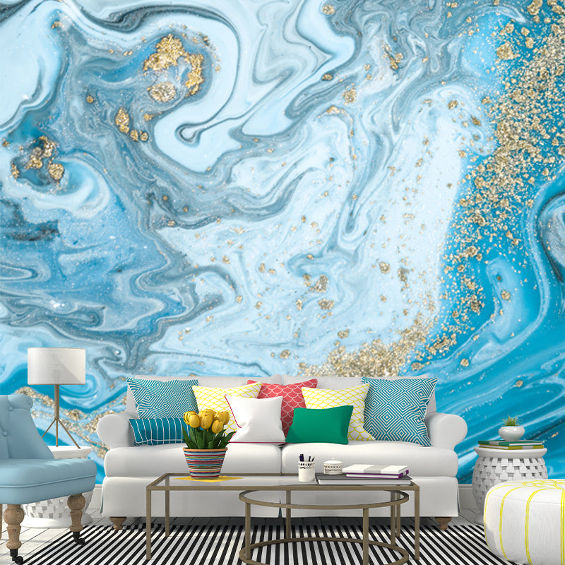 Whole Ocean Waves Mural Decal Tropix Beautiful Scenery Wall Art in Blue for Hallway Clearhalo 'Wall Decor' 'Wall Mural' 1505825