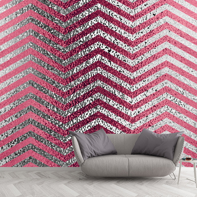 Washable Herringbone Foil Wall Mural Custom Modern Style Wall Art for Living Room Clearhalo 'Wall Decor' 'Wall Mural' 1505839