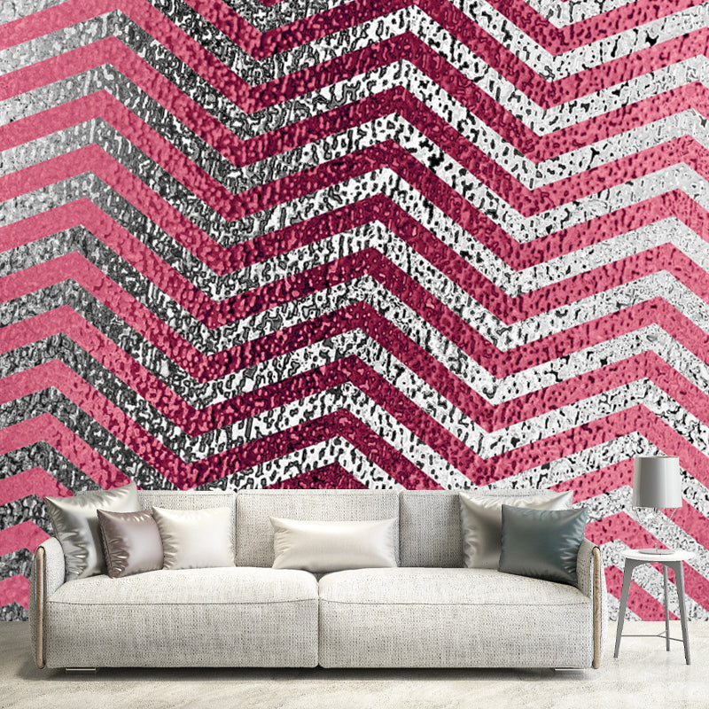 Washable Herringbone Foil Wall Mural Custom Modern Style Wall Art for Living Room Clearhalo 'Wall Decor' 'Wall Mural' 1505840