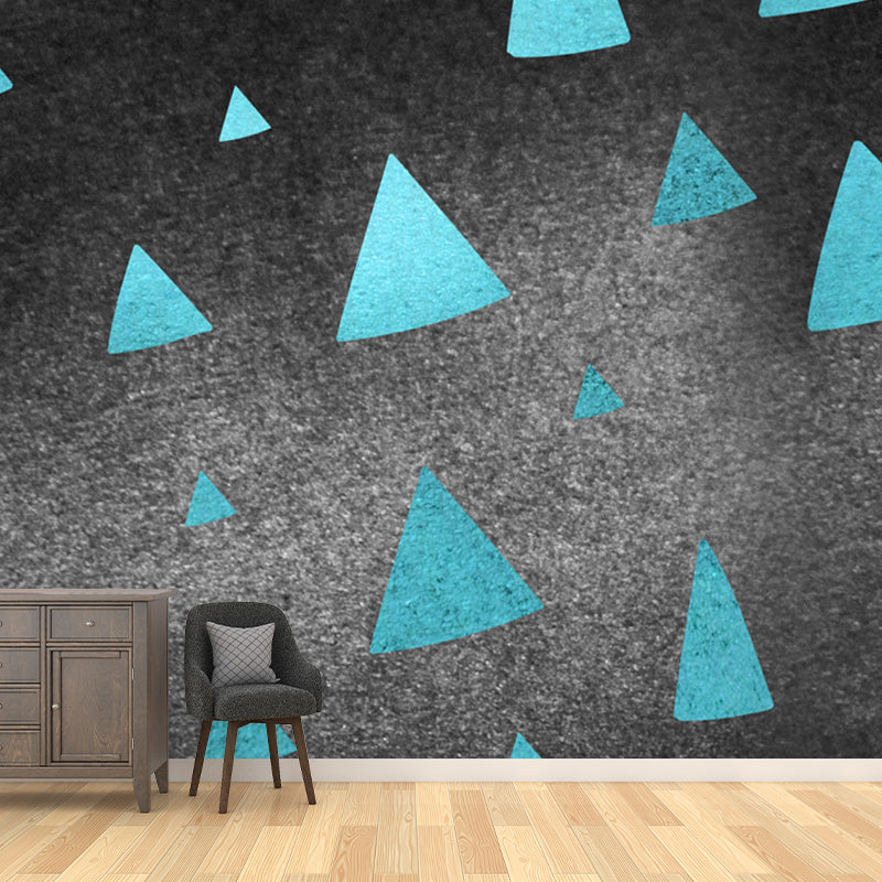 Modern Triangle Print Wallpaper Mural Dark Color Foil Wall Art for Hallway, Size Optional Clearhalo 'Wall Decor' 'Wall Mural' 1506155