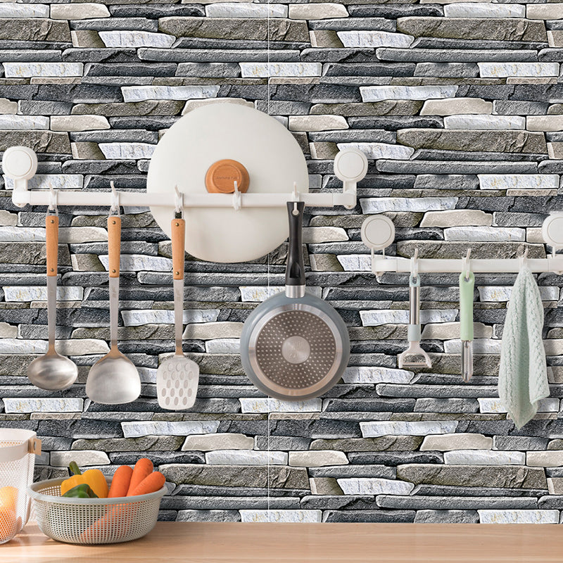 12 Pcs Brick Effect Wallpaper Panels Self Sticking Industrial Kitchen Wall Art, 8' x 4