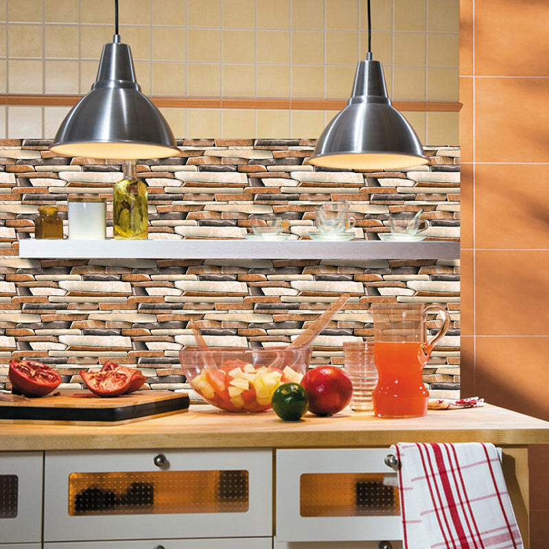 12 Pcs Brick Effect Wallpaper Panels Self Sticking Industrial Kitchen Wall Art, 8' x 4