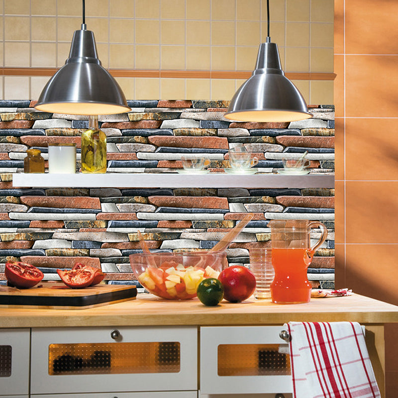 12 Pcs Brick Effect Wallpaper Panels Self Sticking Industrial Kitchen Wall Art, 8' x 4