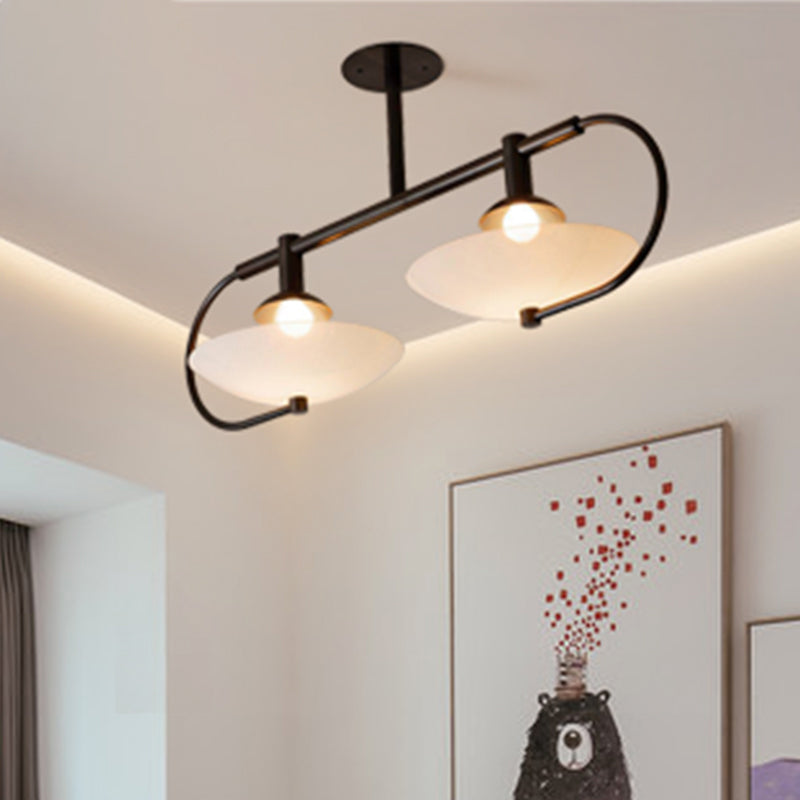 Tray Island Lamp Modern Clear Glass Single Light Living Room Hanging Ceiling Pendant Clearhalo 'Ceiling Lights' 'Island Lights' Lighting' 150771