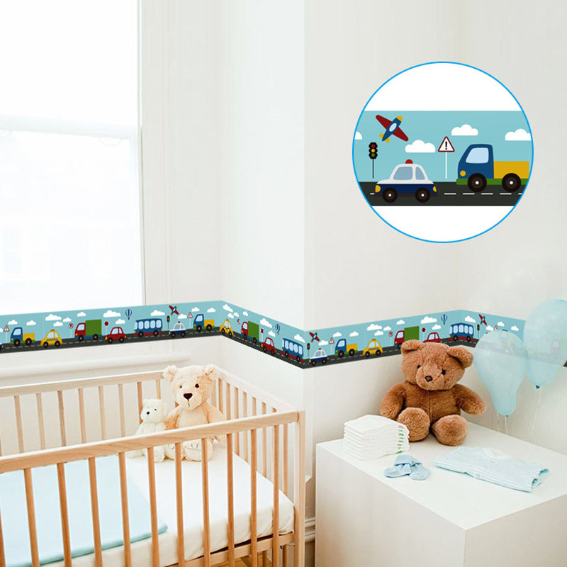 Kids Vehicles Peel Wallpaper Borders for Nursery 2 Pieces 33' L x 4